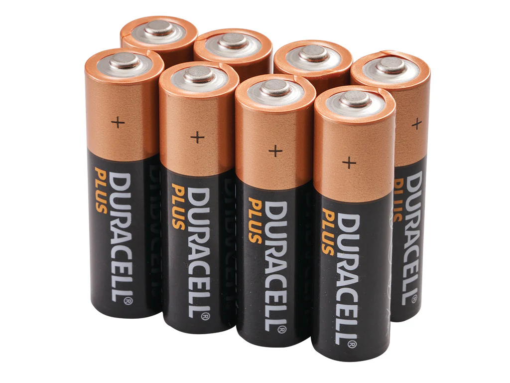 Twelve AA batteries